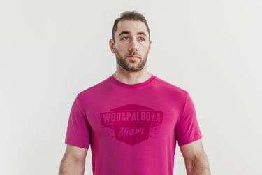 Nobull Wodapalooza Men's T Shirts Pink | Australia (OI9704)